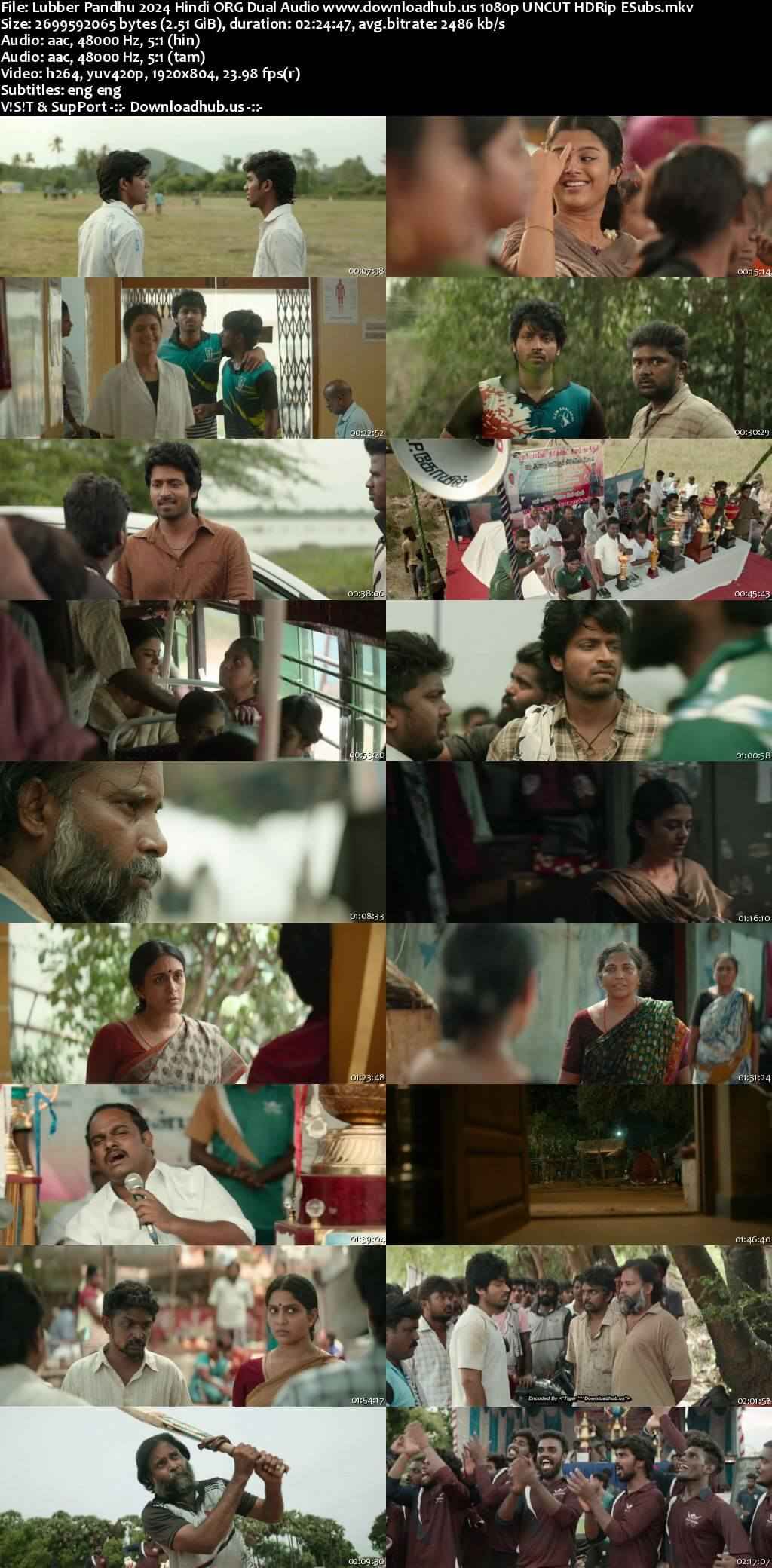Lubber Pandhu 2024 Hindi ORG Dual Audio Movie DD5.1 4k 1080p 720p 480p UNCUT HDRip ESubs x264 HEVC