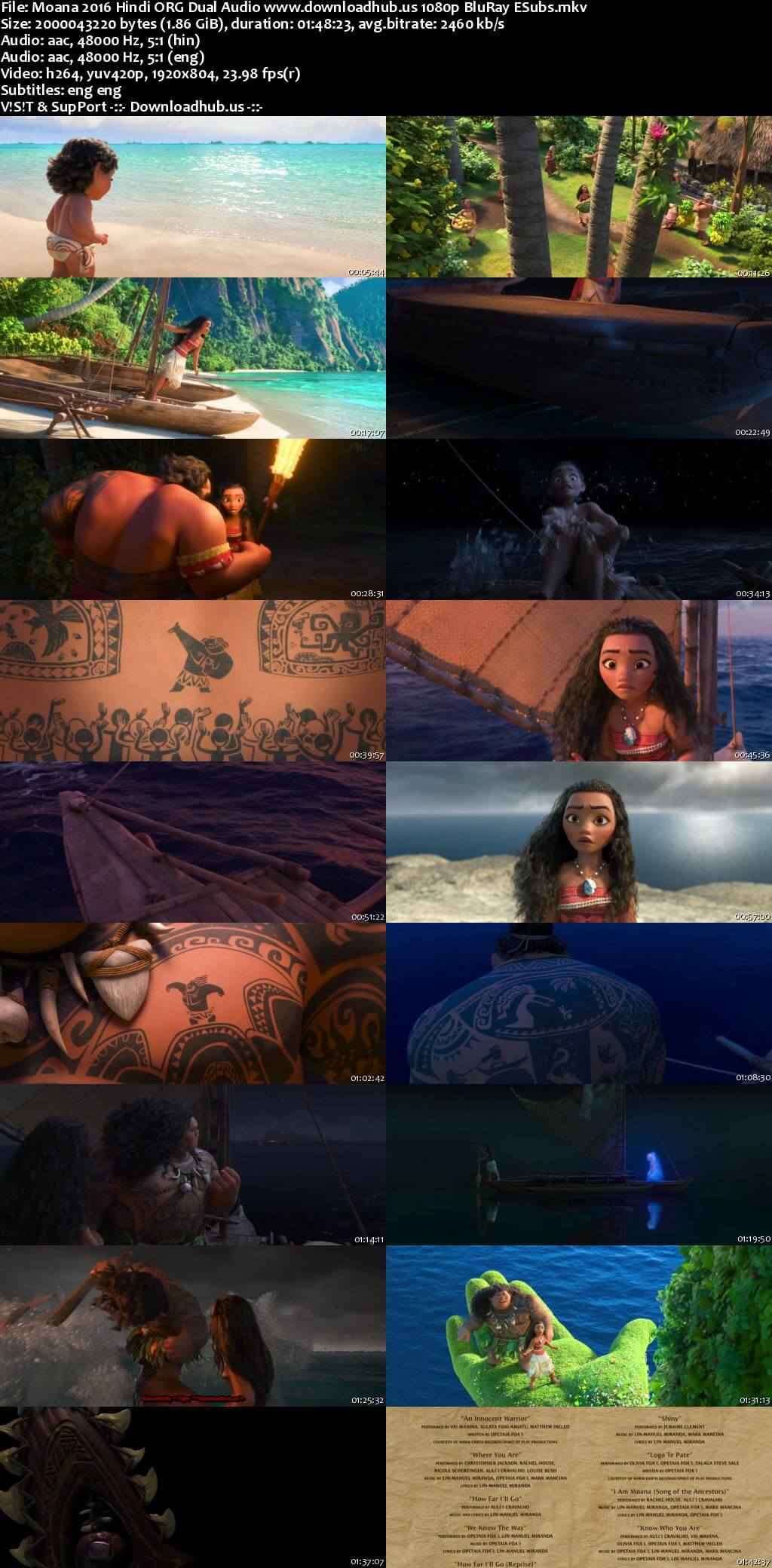 Moana 2016 Hindi ORG Dual Audio Movie DD5.1 1080p 720p 480p BluRay ESubs x264 HEVC