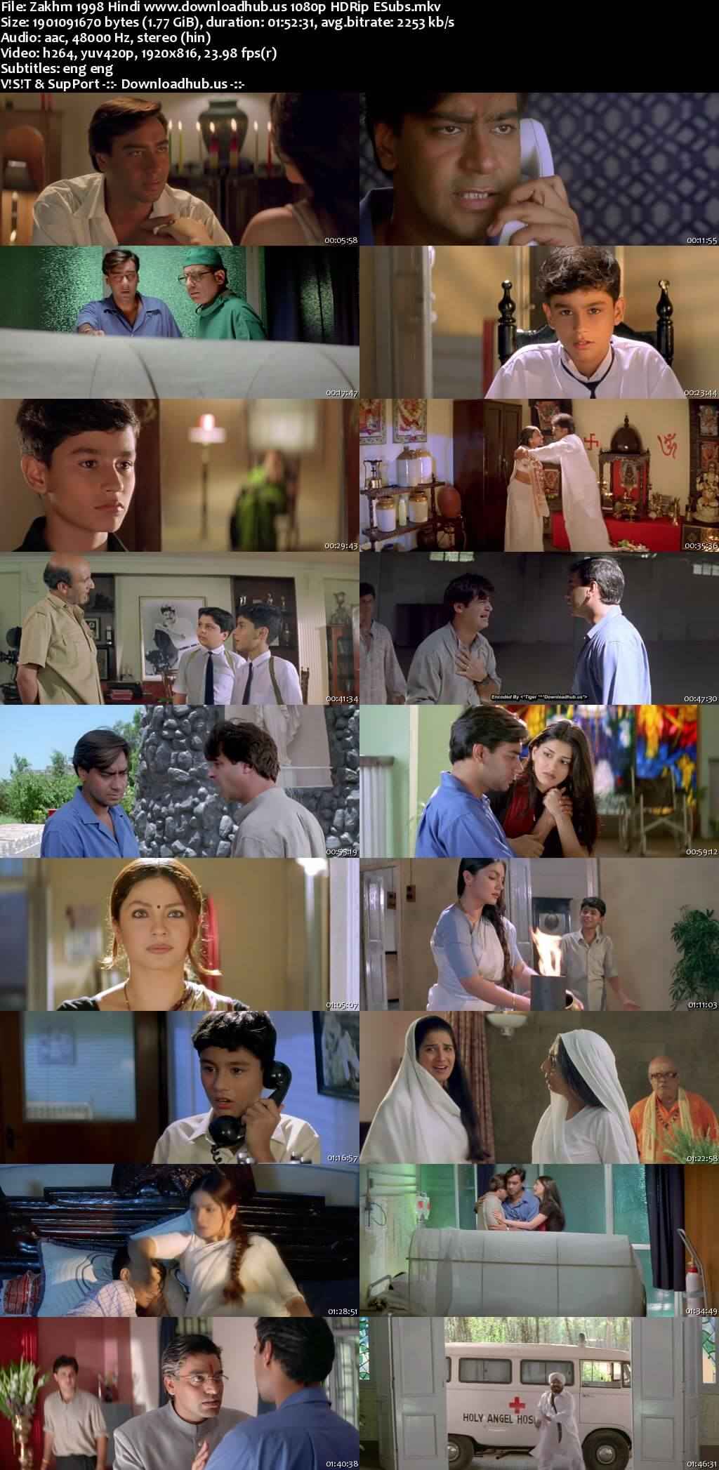 Zakhm 1998 Hindi Movie DD2.0 1080p 720p 480p HDRip ESubs x264 HEVC