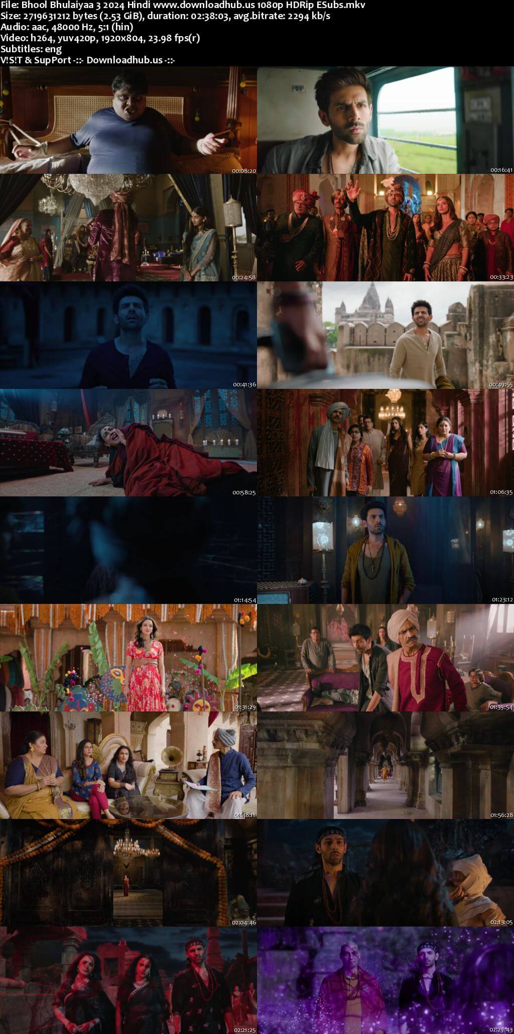 Bhool Bhulaiyaa 3 2024 Hindi Movie DD2.0 1080p 720p 480p HDRip x264 HEVC