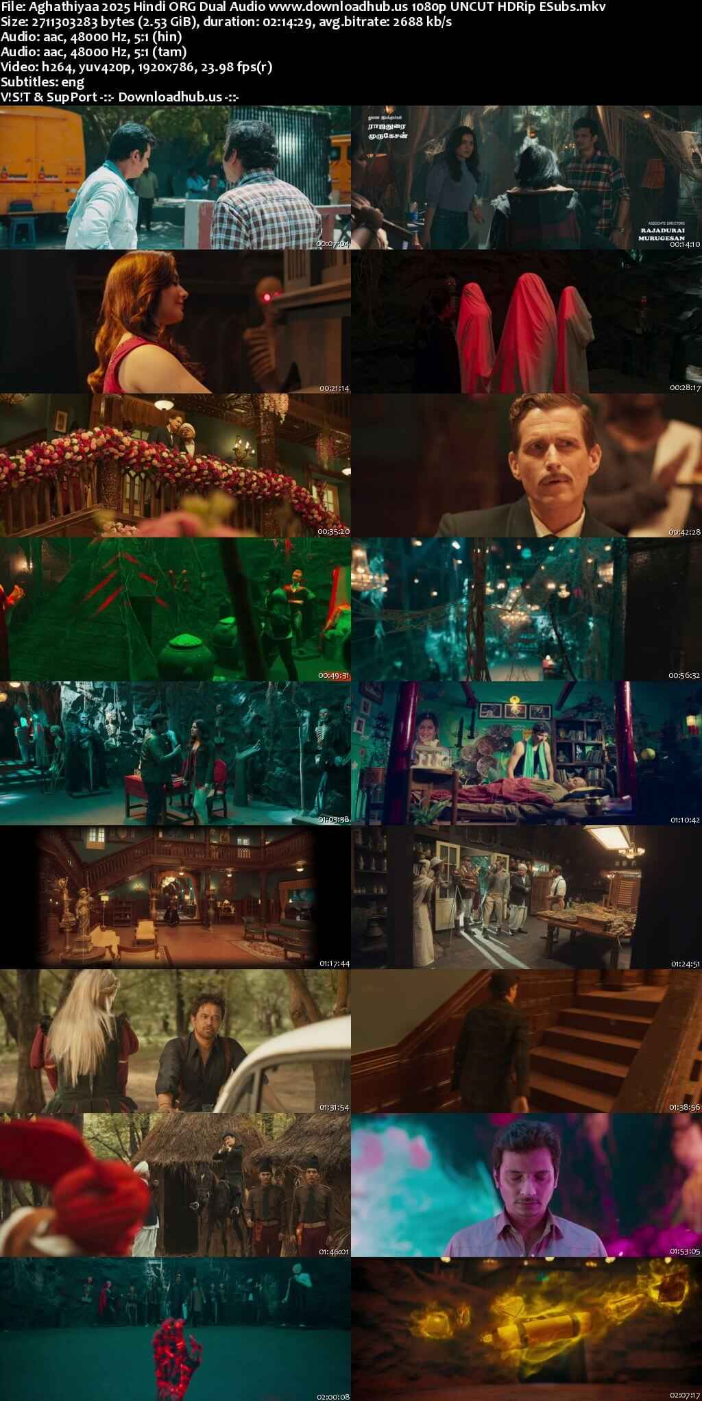 Aghathiyaa 2025 Hindi ORG Dual Audio Movie DD5.1 1080p 720p 480p UNCUT HDRip ESubs x264 HEVC