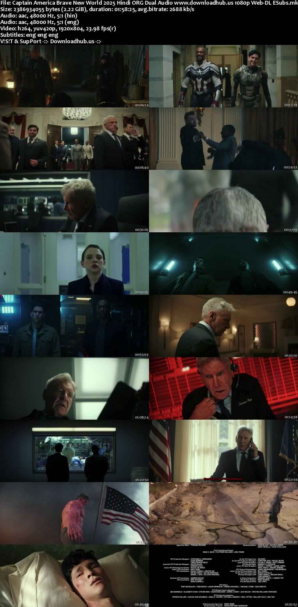 Captain America Brave New World 2025 Hindi ORG Dual Audio Movie DD5.1 1080p 720p 480p Web-DL x264 HEVC