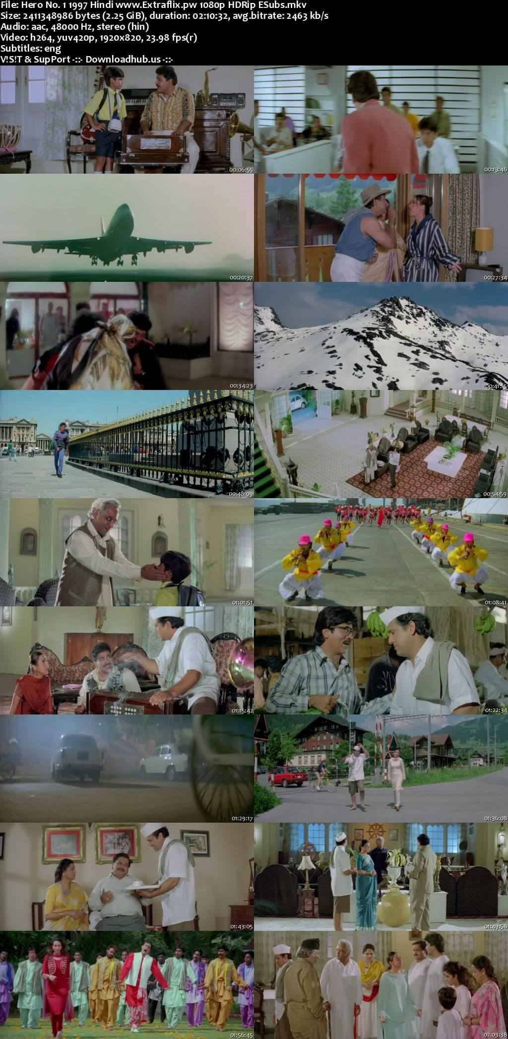 Hero No. 1 1997 Hindi Movie DD2.0 1080p 720p 480p HDRip ESubs x264 HEVC