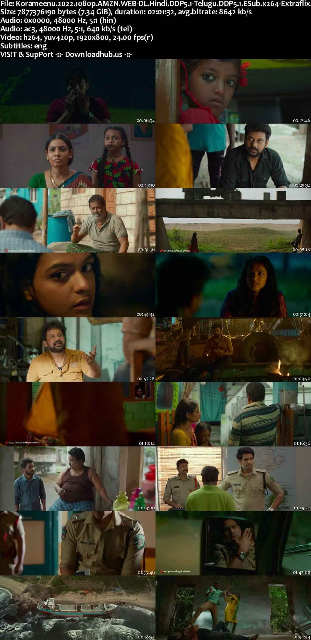 Korameenu 2022 Hindi ORG Dual Audio Movie DD5.1 1080p 720p 480p UNCUT HDRip ESubs x264 HEVC
