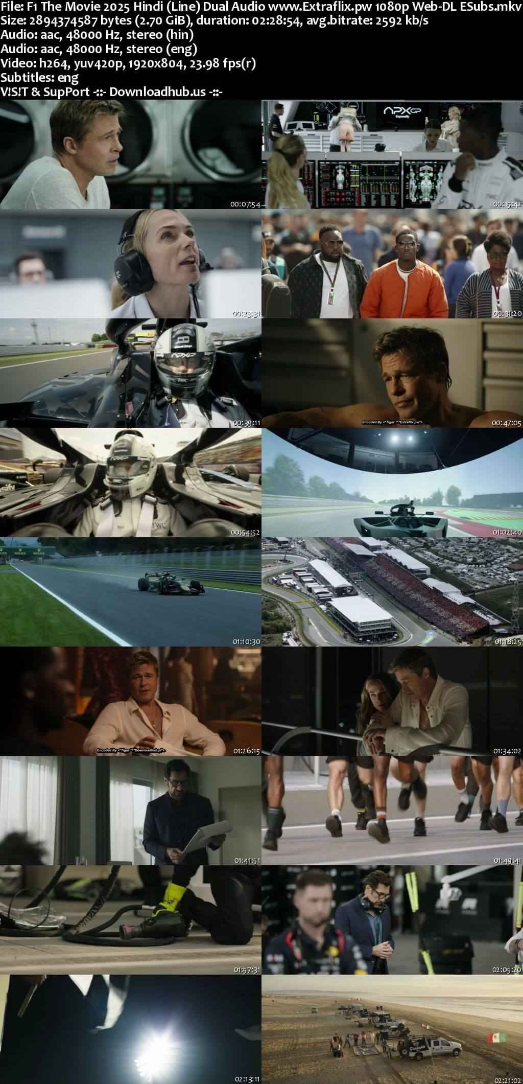 F1 The Movie 2025 Hindi (Line) Dual Audio Movie DD2.0 1080p 720p 480p Web-DL ESubs x264 HEVC