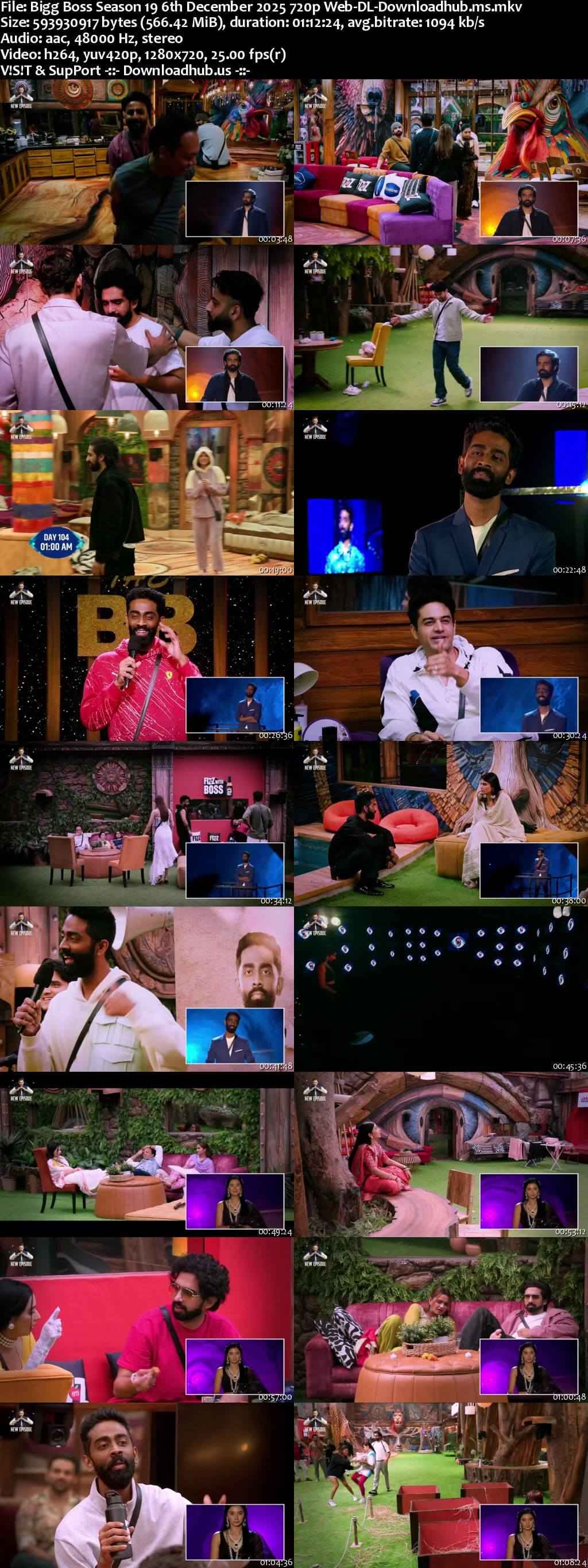 Bigg Boss Season 19 6 December 2025 Episode 105 Web-DL 720p 480p