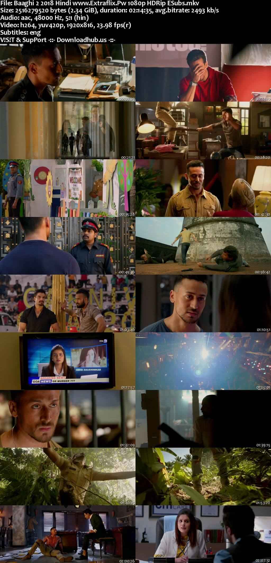 Baaghi 2 2018 Hindi Movie DD5.1 1080p 720p 480p HDRip ESubs x264 HEVC