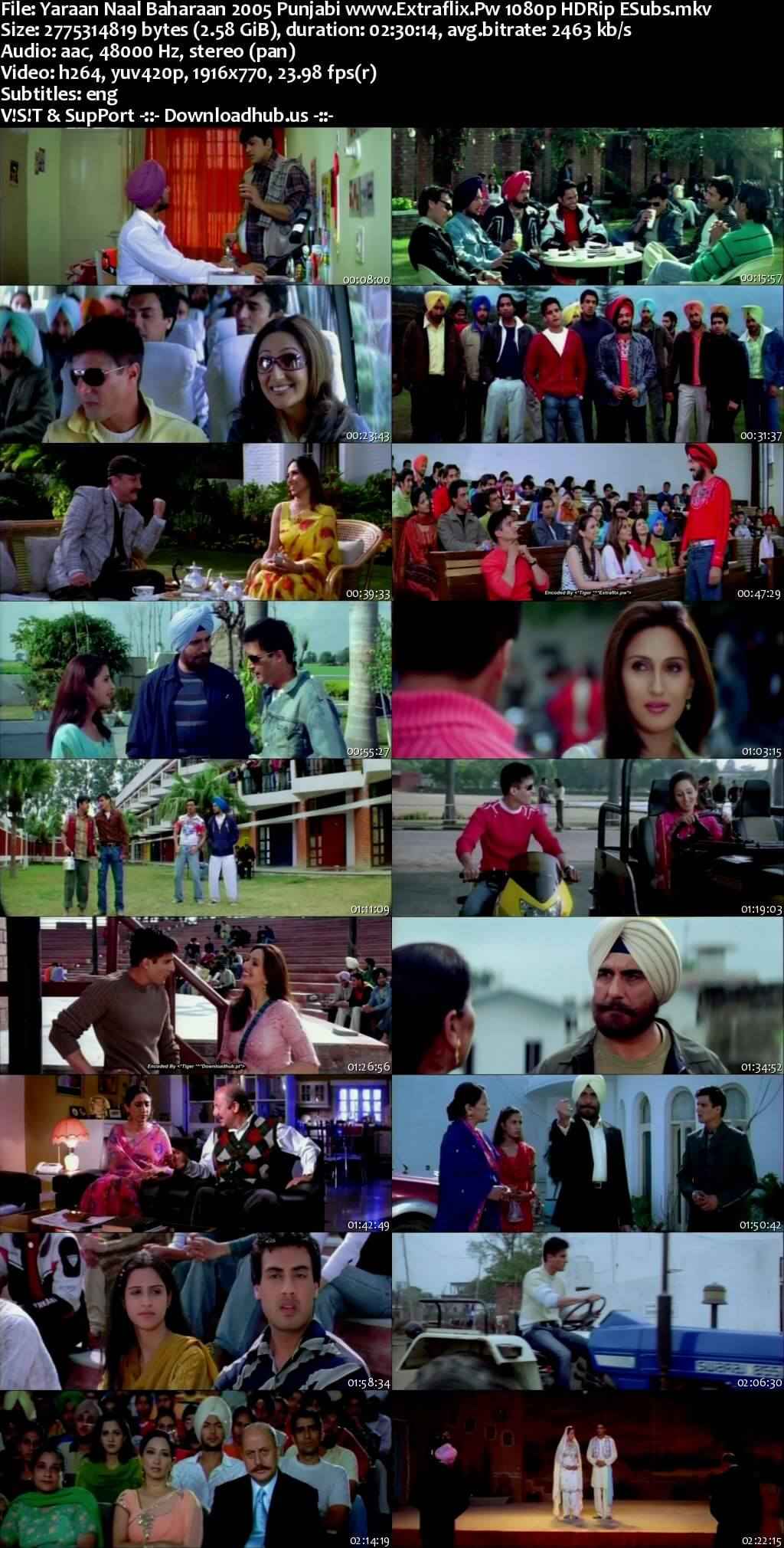 Yaraan Naal Baharaan 2005 Punjabi Movie DD2.0 1080p 720p 480p HDRip ESubs x264 HEVC