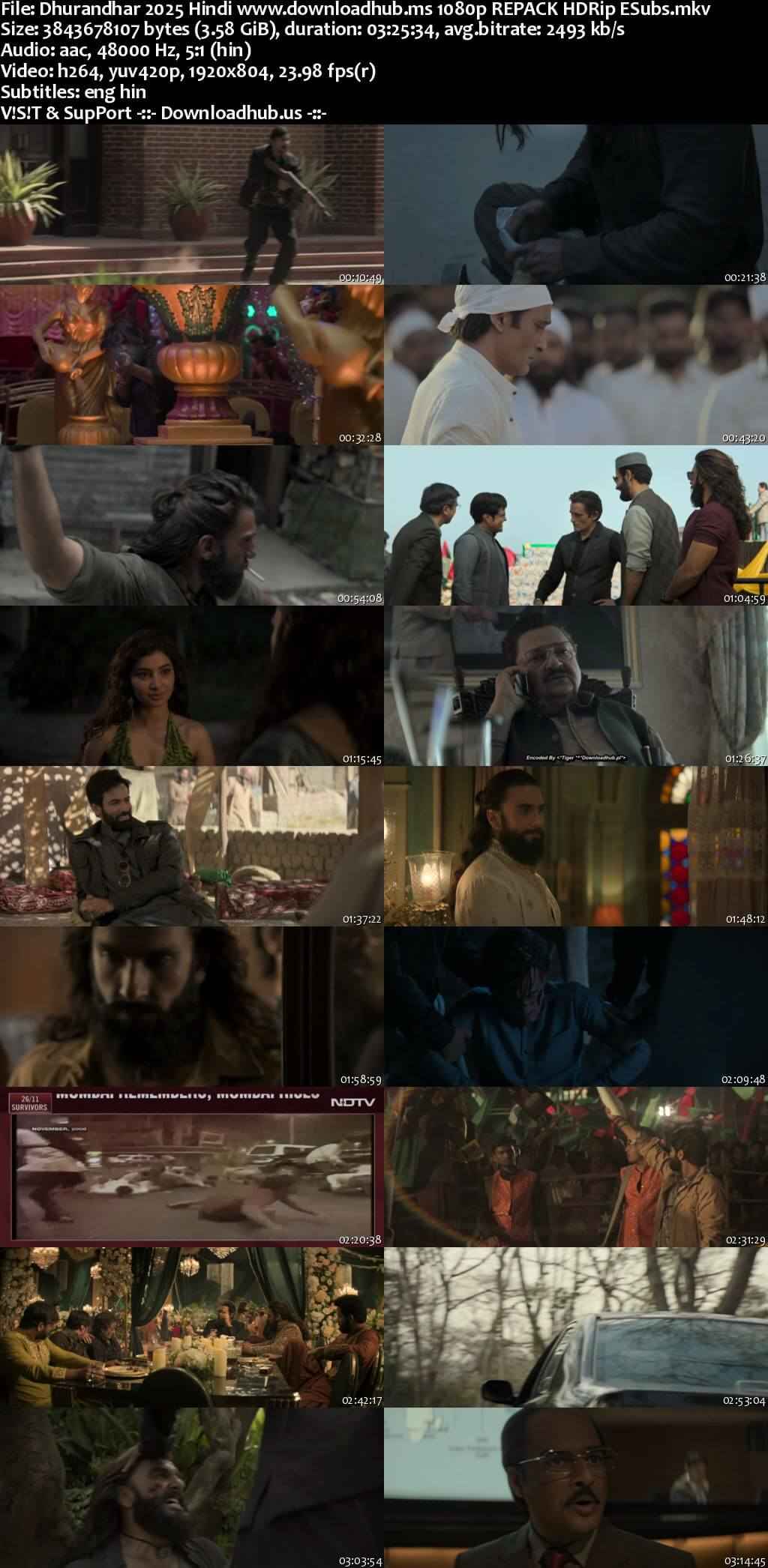 Dhurandhar 2025 Hindi Movie DD5.1 4k 1080p 720p 480p REPACK HDRip ESubs x264 HEVC