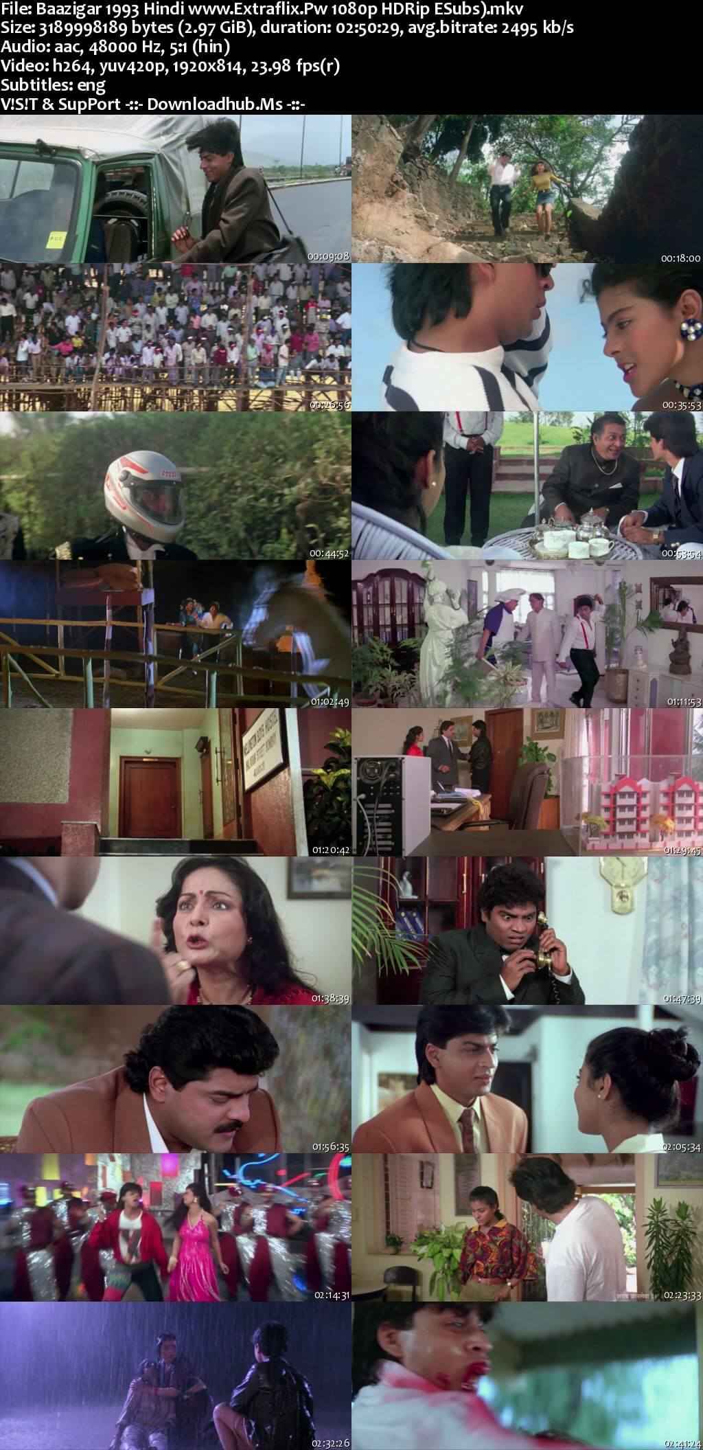 Baazigar 1993 Hindi Movie DD5.1 1080p 720p 480p HDRip ESubs x264 HEVC